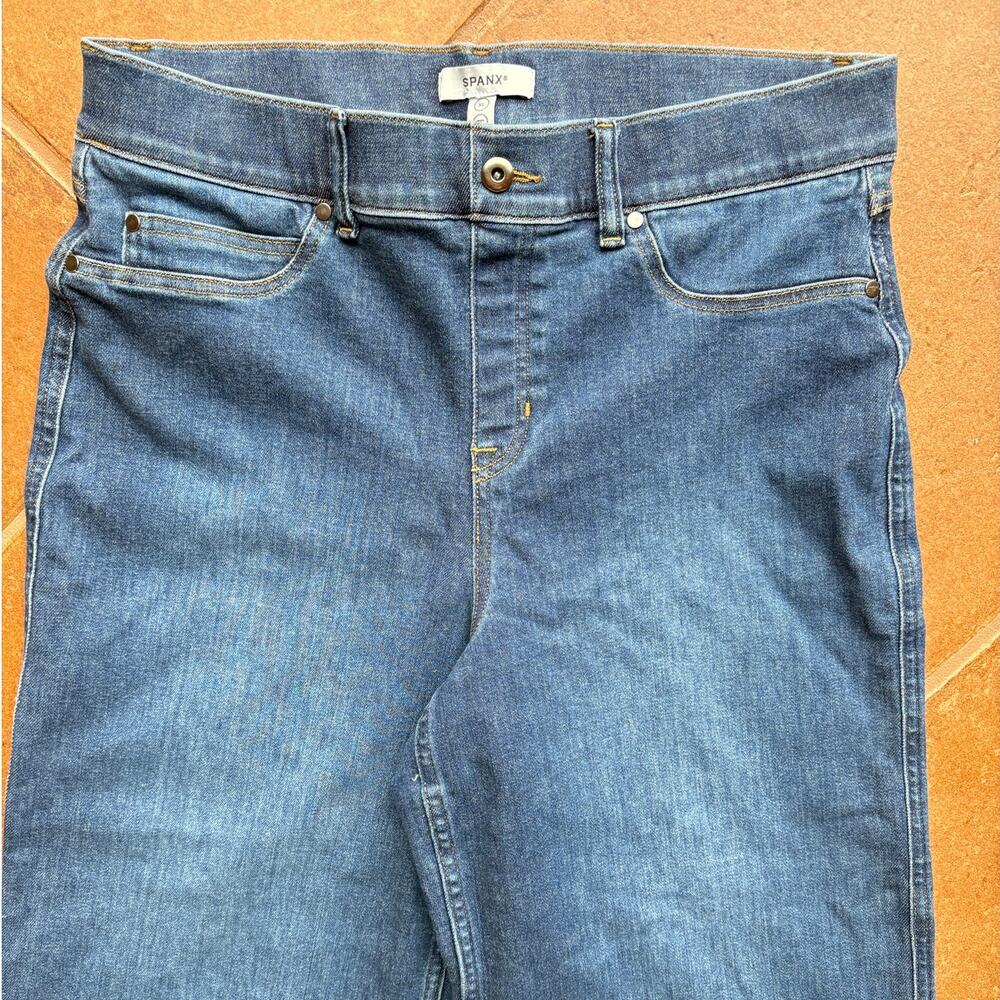 Spanx Wide Leg Cropped High Waist Pull On Jeans - Medium Wash size XL - Picture 4 of 8